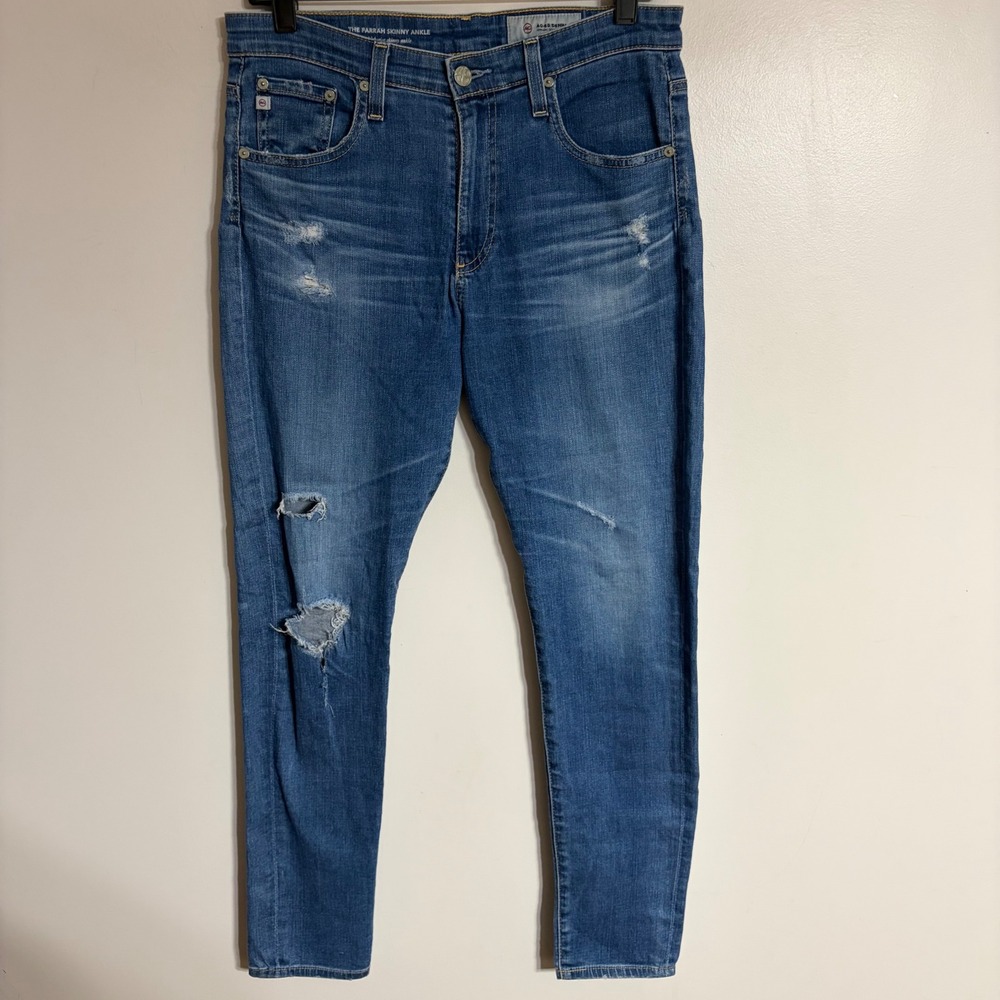 AG Adriano Goldschmied The Farrah Skinny Ankle High Rise Distressed Jeans 29